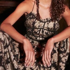 Free People Black and Gold Maxi Dress